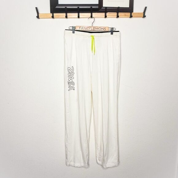 Zumba Let's Rock-It Sweatpants White Unisex Dance Fitness Activewear Size M - Picture 1 of 8